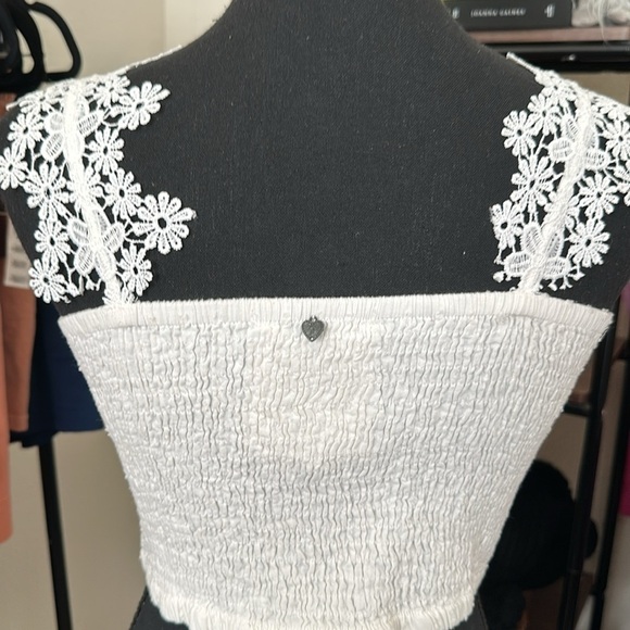 🟢Z&L WOMEN'S COSTA SOLID SMOCKED SLEEVELESS CROP TOP SIZE L WHITE - Picture 4 of 6